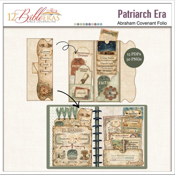 Abraham Folio Bible Journal Kit, Scripture Pockets and Tags (PDF & PNG), Genesis