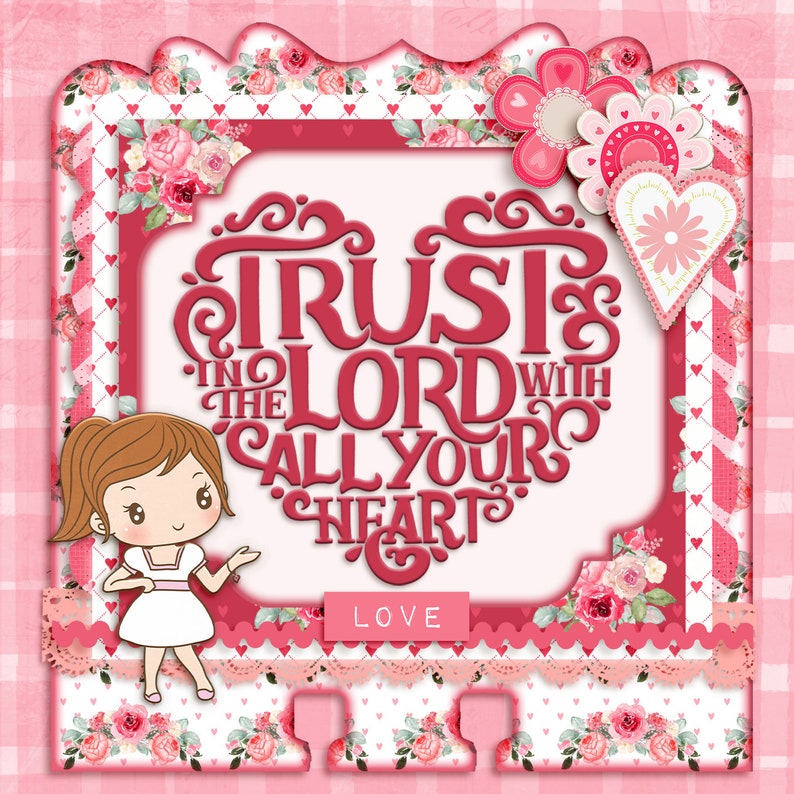 Valentine Heart Bible Journal Mini Kit: 3 Bible Verses 10 Papers and 10 Elements Both Printable & Digital image 2