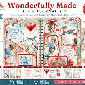 Kit de diario bíblico, efímeros de las Escrituras maravillosamente elaborados, cuaderno de recuerdos de fe