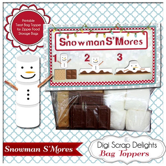 Snowman S'mores Printable Bag Topper Gifts - Etsy