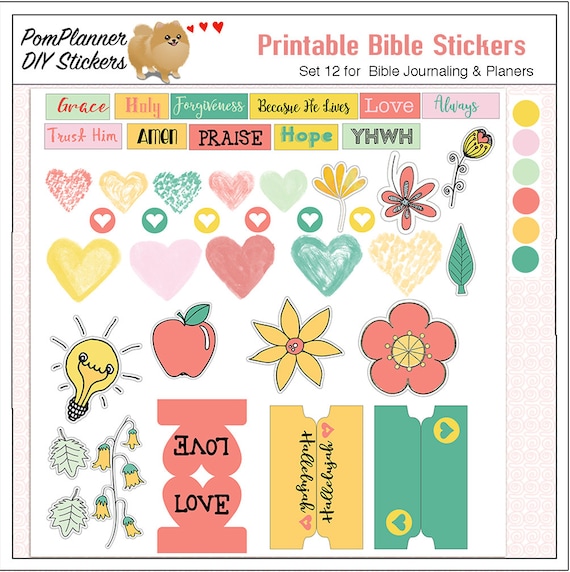 DIY Bible Journaling Stickers PDF Wordart Flowers Light Etsy