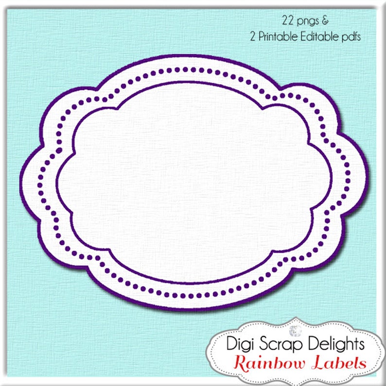 Digital Labels in 22 Popular Colors// CUOK // Scrapbooking Doodle Frames / Clip Art Clipart / Craft DIY Invitations / Commercial Use image 2