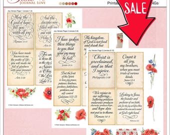 23 Exploring Joy Bible Verses & Embellishments Printable | Scripture Cards for Bible Journaling and Faith Art | Digital Download PDF and PNG