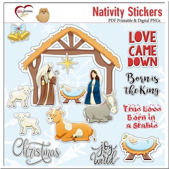 Christmas Bible Journal Kit Printable Christian Stickers for Bible  Journaling or Planners. DIY Stickers. Digital 