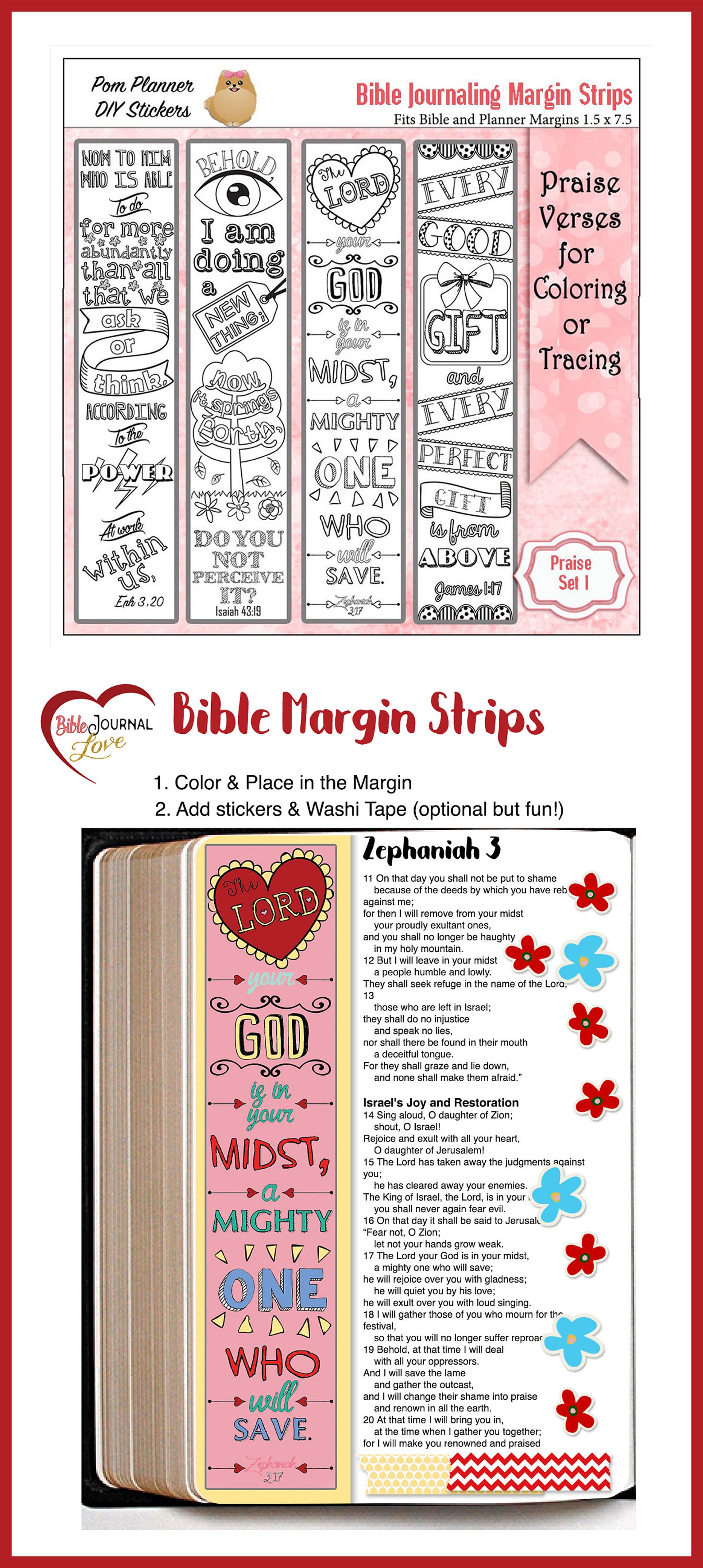 Save 50% Bible Journaling Margin Strips 24 Printable Coloring - Etsy