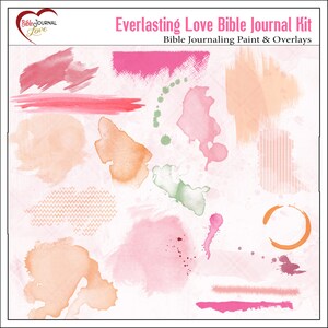 Everlasting Love Bible Journaling Kit Vintage Ladies, Mixed Media, Paint, Clusters, Travelers Notebook, Bible Verses in Pink Orange Peach image 10