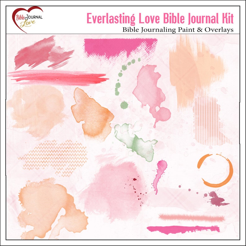 Everlasting Love Bible Journaling Kit Vintage Ladies, Mixed Media, Paint, Clusters, Travelers Notebook, Bible Verses in Pink Orange Peach image 10