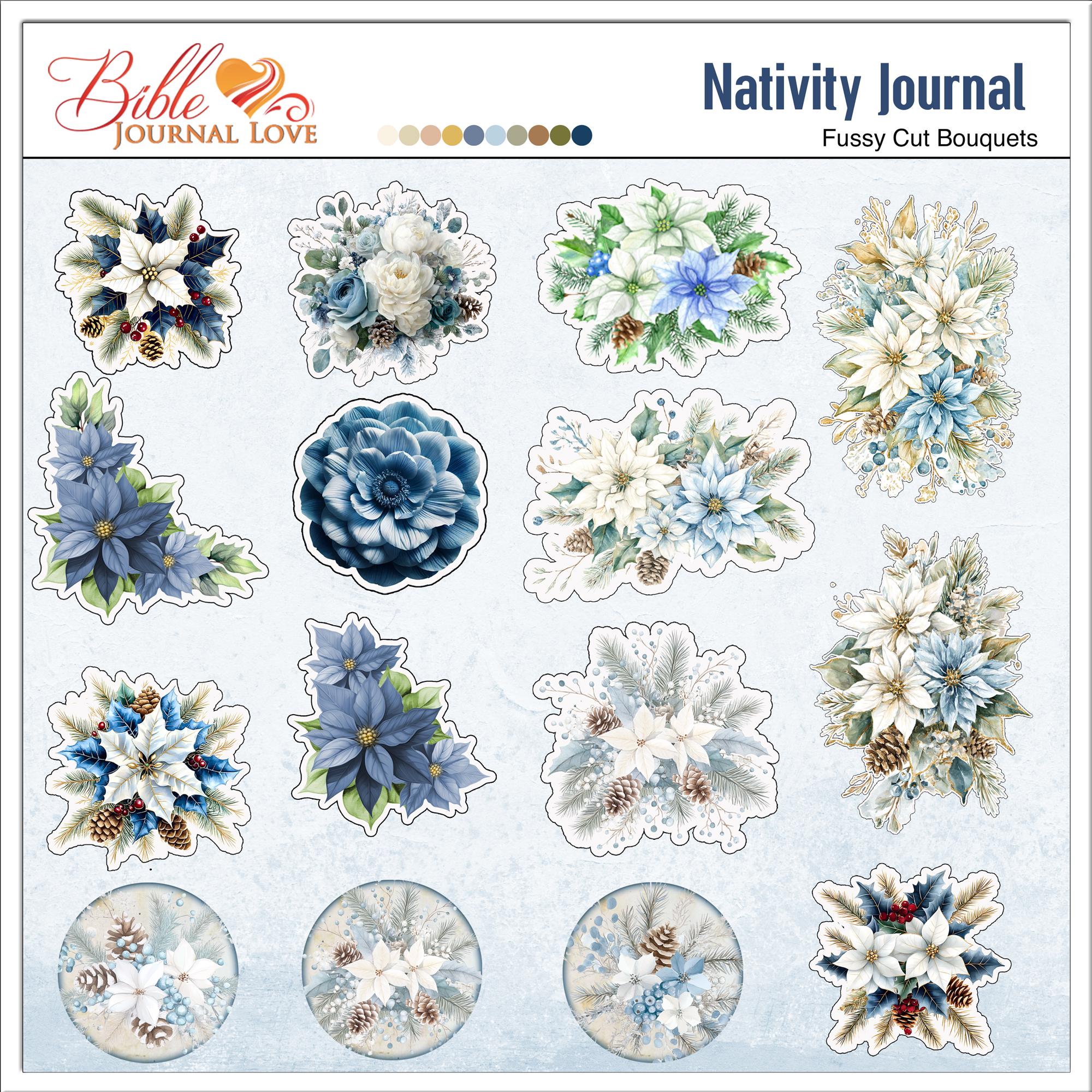 Nativity Junk Journal Kit • Blue Christmas Printable Ephemera (PDF) - Etsy