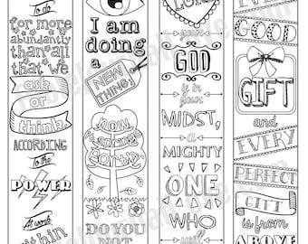 Printable Coloring Bible Journaling Margin Strips Faith Verses for Wide Bible Margins or Planner Decoration, or Bookmarks