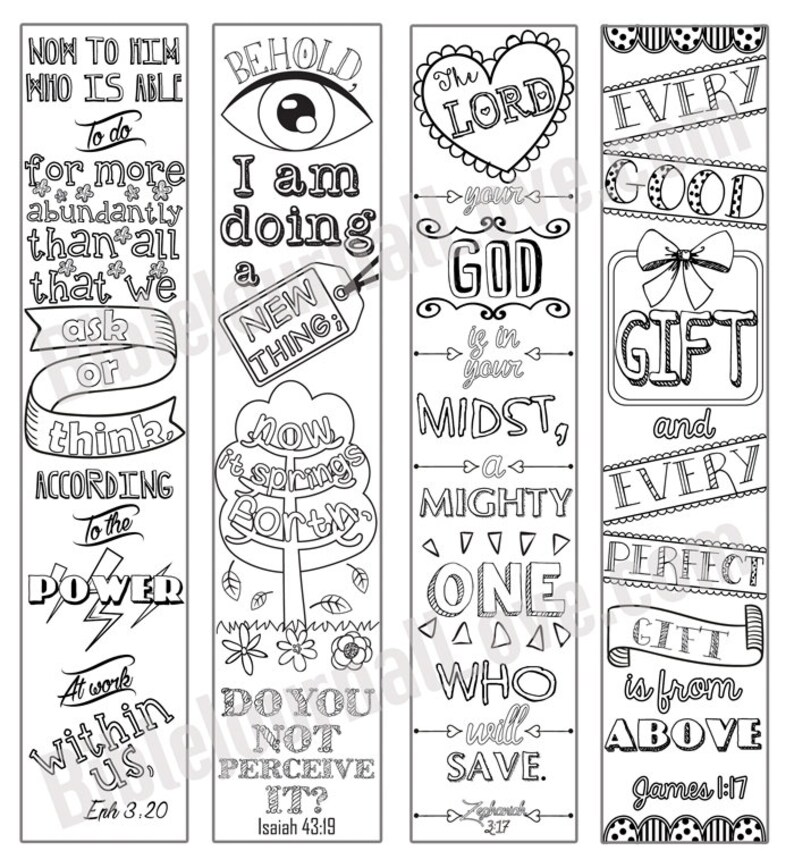 Printable Coloring Bible Journaling Margin Strips Faith Verses | Etsy