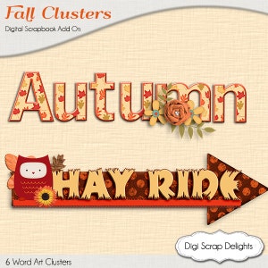 Autumn Cluster Word Art, Fall Wreath, Pumpkin Patch, Raking Leaves, Fal Fun, Fall Teacher Clip Art, Birthday Ideas image 5