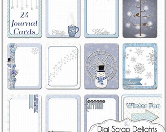 Frozen Project Life Journal Cards for Winter Frost Snow Scrapbooking Blue, Project Life, Snowman, Snow Flakes