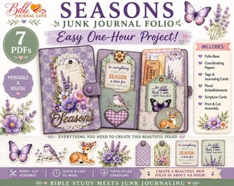 Seasons Loaded Pocket, Faith Journaling Kit: Printable Ephemera, Tags, Pockets (PDF & digital Download)