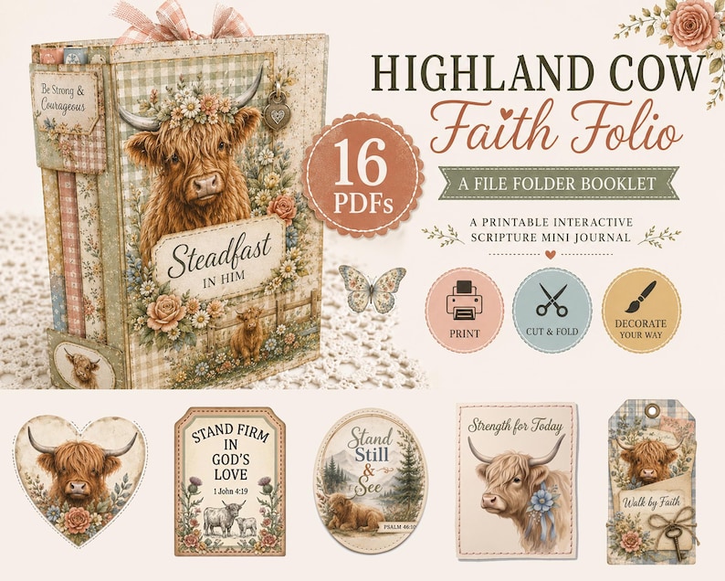 Steadfast in Him journal cover and Scripture tags