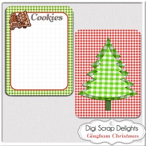 Christmas Gingham 24 Pocket Journal Cards, Printable, Red, Green Project Life Cards, Digital Scrapbooking image 4