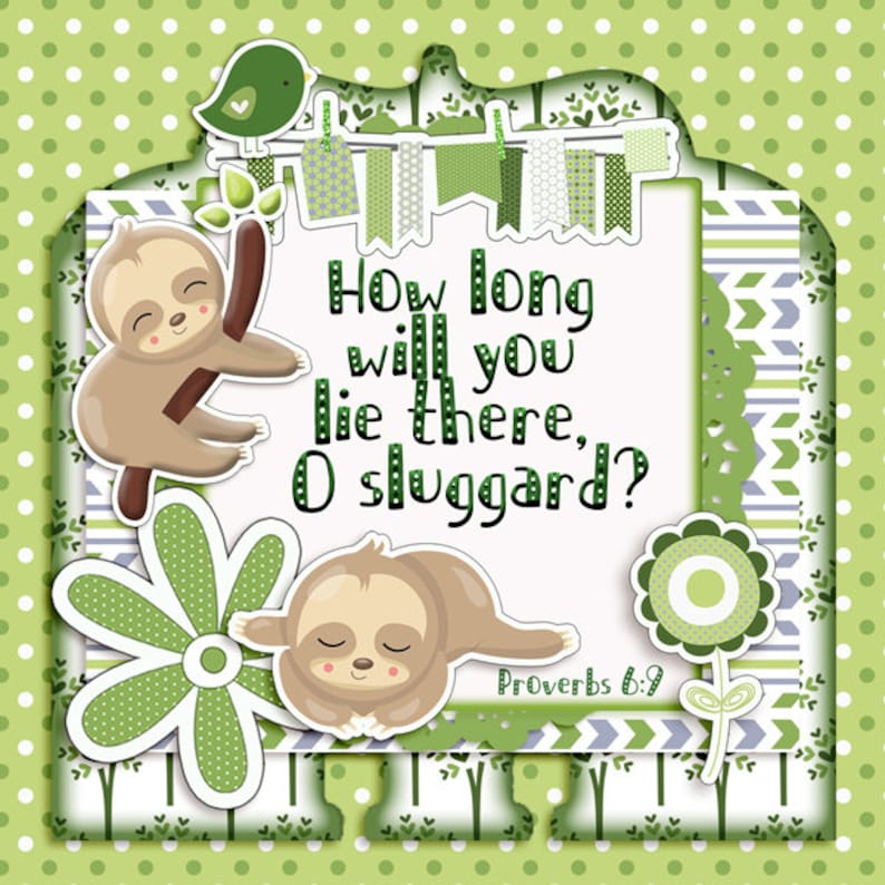 Sloth Bible Journaling Kit Printables and Digital Kits: Art Clip Art Images image 2