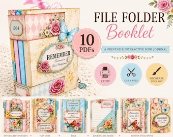 File Folder Booklet Printable Junk Journal Kit, Faith Bible Journal Mini Album, DIY Digital Download, Easy Beginner Craft Kit