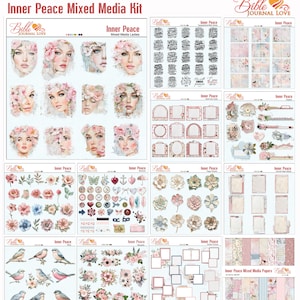 Trousse de journalisation biblique sur la paix intérieure | Album numérique multimédia mixte | Foi Art imprimable | Clipart floral | Décoration chrétienne d'agenda