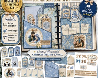 Mary's Willing Heart Nativity Bible Journal Kit Printable Ephemera