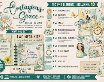 Contagious Grace Bible Journaling Kit: Digital Blendable Transfers (PDF)