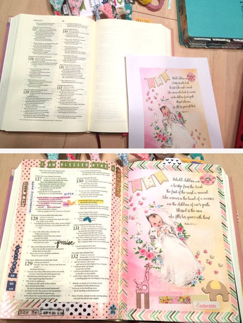 Vintage Baby Digital Scrapbook Kit: Pink and Blue Vintage Roses, Instant Download image 2