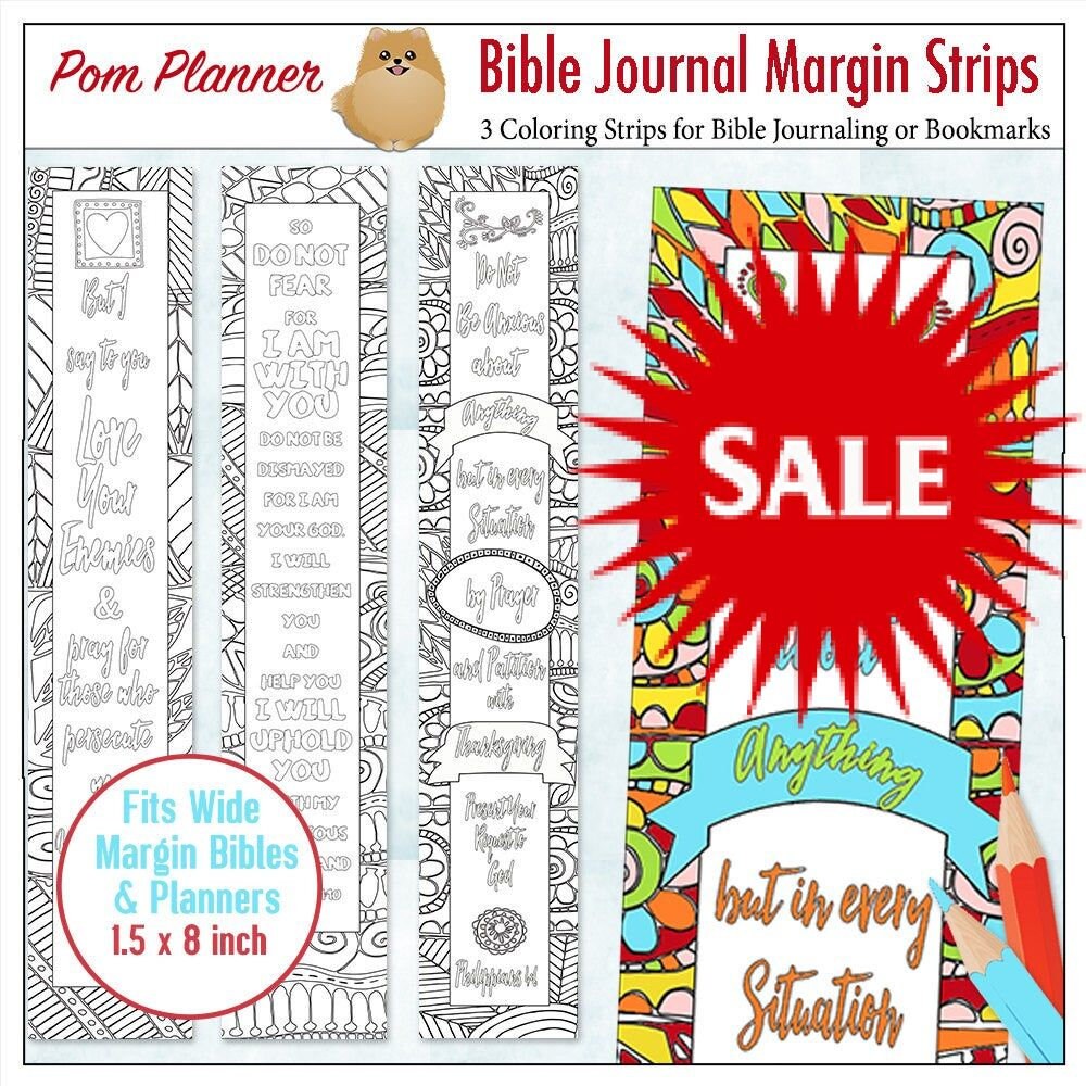 Printable Coloring Bible Journaling Margin Strips Zentangle | Etsy