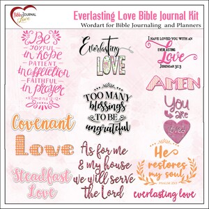 Everlasting Love Bible Journaling Kit Vintage Ladies, Mixed Media, Paint, Clusters, Travelers Notebook, Bible Verses in Pink Orange Peach image 6