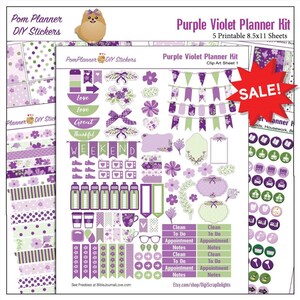 Planner Kit Purple Violet Printable Stickers / 5 Pdf Clip | Etsy