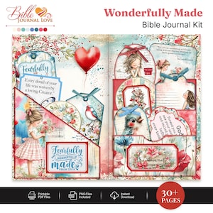 Wonderfully Made Bible Journal Kit | Scripture Ephemera, Faith Junk Journal Folio
