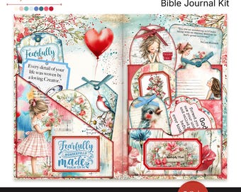 Wonderfully Made Bible Journal Kit | Scripture Ephemera, Faith Junk Journal Folio