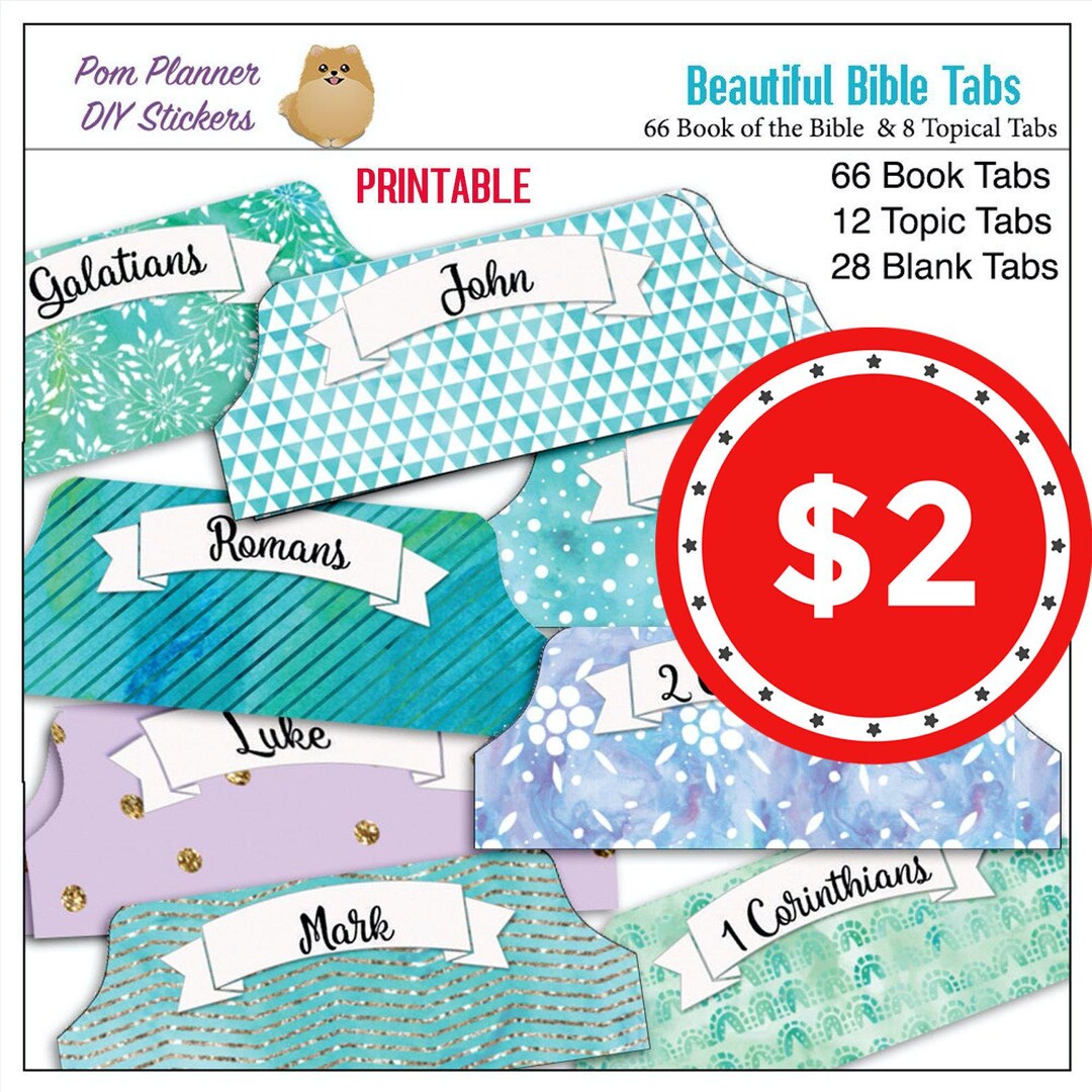Printable Bible Tabs for Bible Journalling / 66 Books of the Bible ...