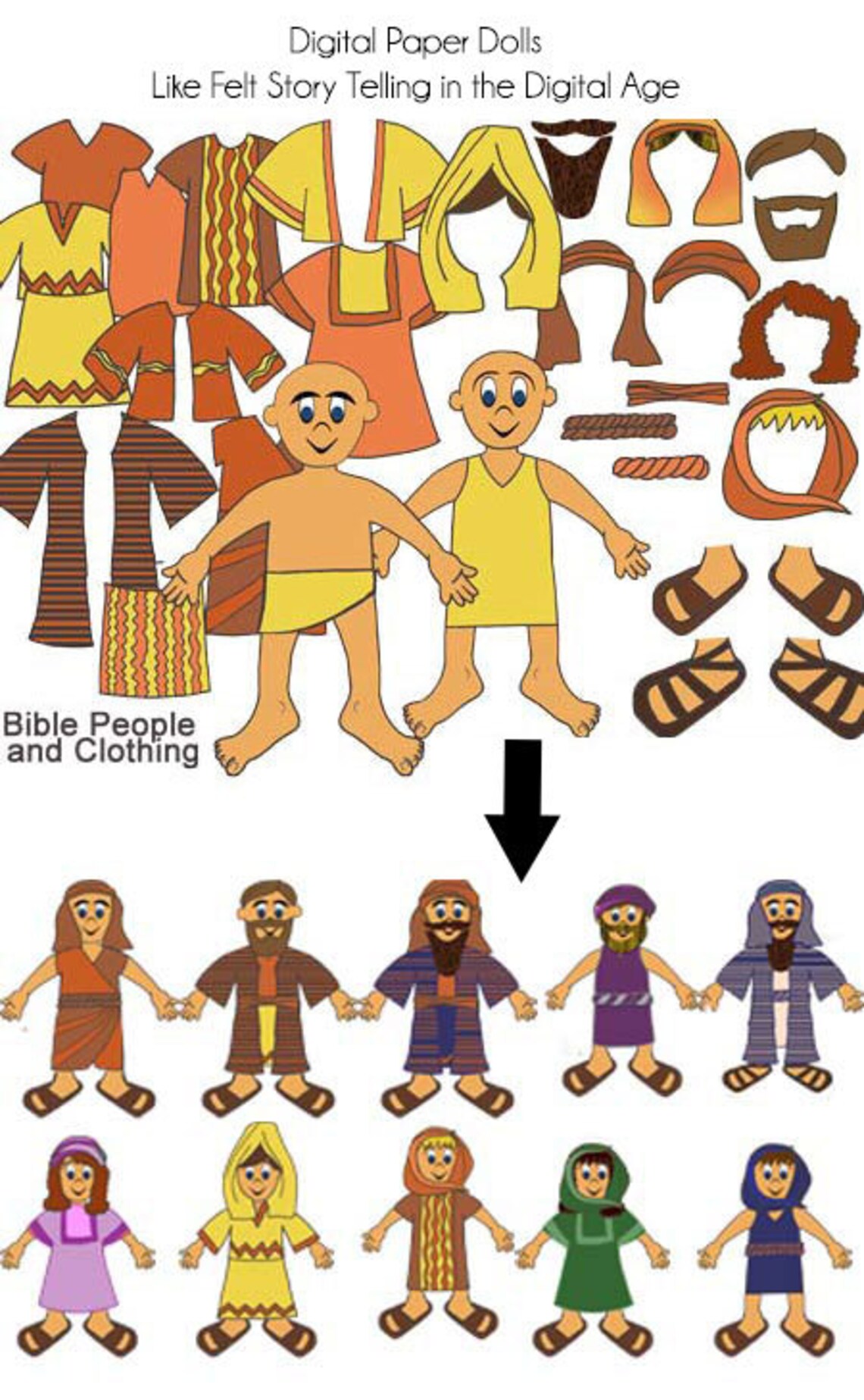 Digital Bible Clip Art Paper Dolls Over 70 Bible Crafts - Etsy