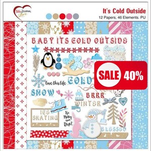 Baby its Cold Outside Digital Scrapbooking Kit 12 Papers 46 Elements