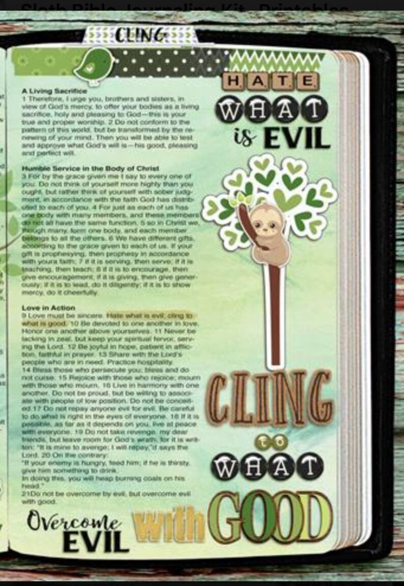 Sloth Bible Journaling Kit Printables and Digital Kits: Art Clip Art Images image 6