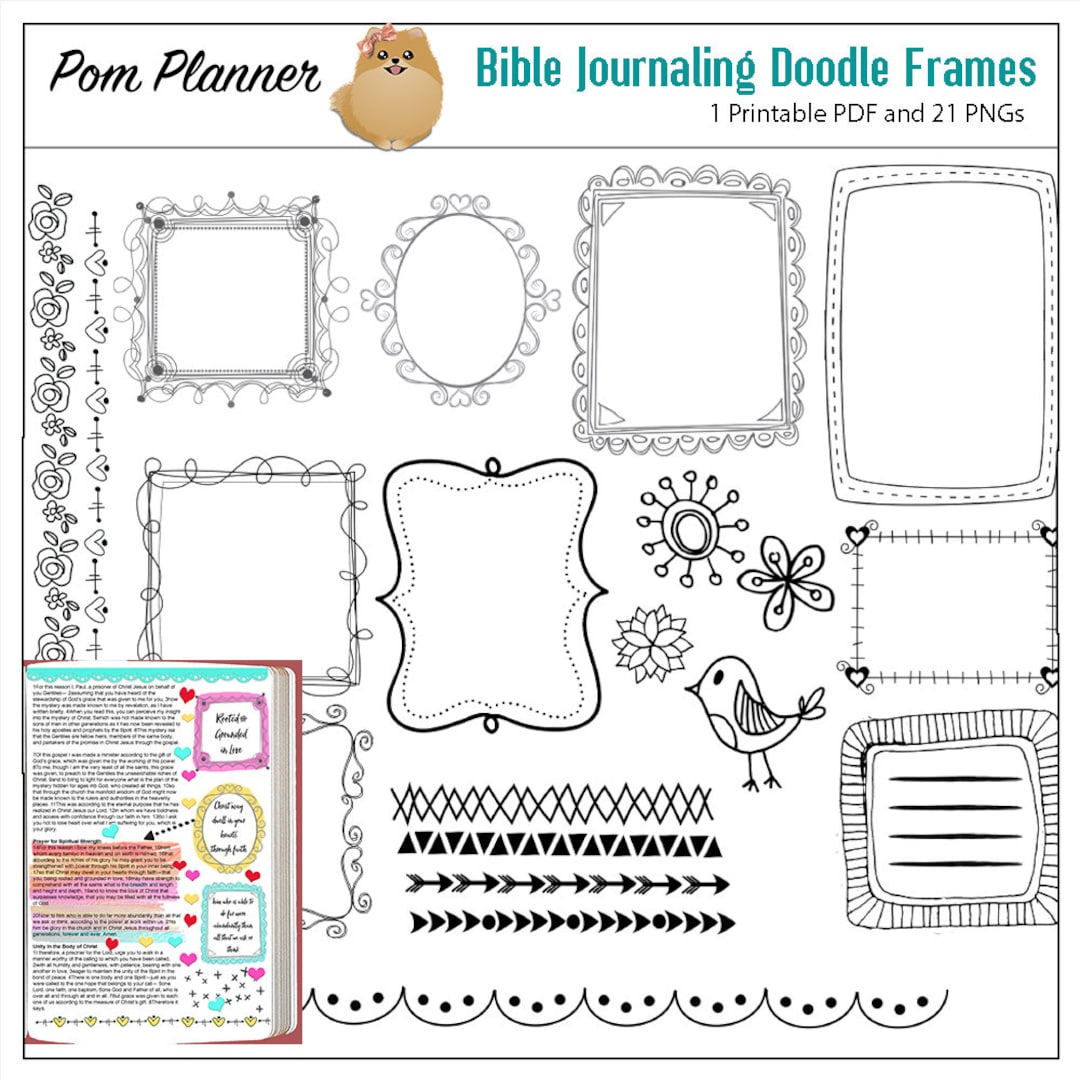 Doodle Frames and Borders for Bible Journaling & Planners. Digital
