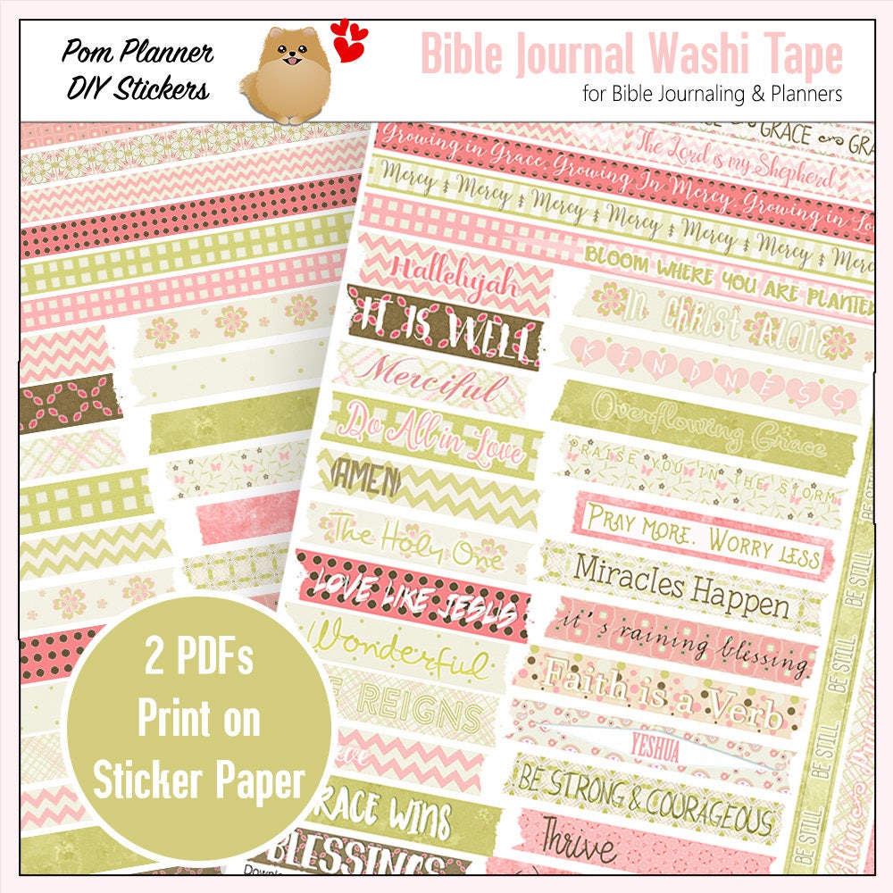 Printable Bible Washi Tape, Instant Download, Scripture Stickers