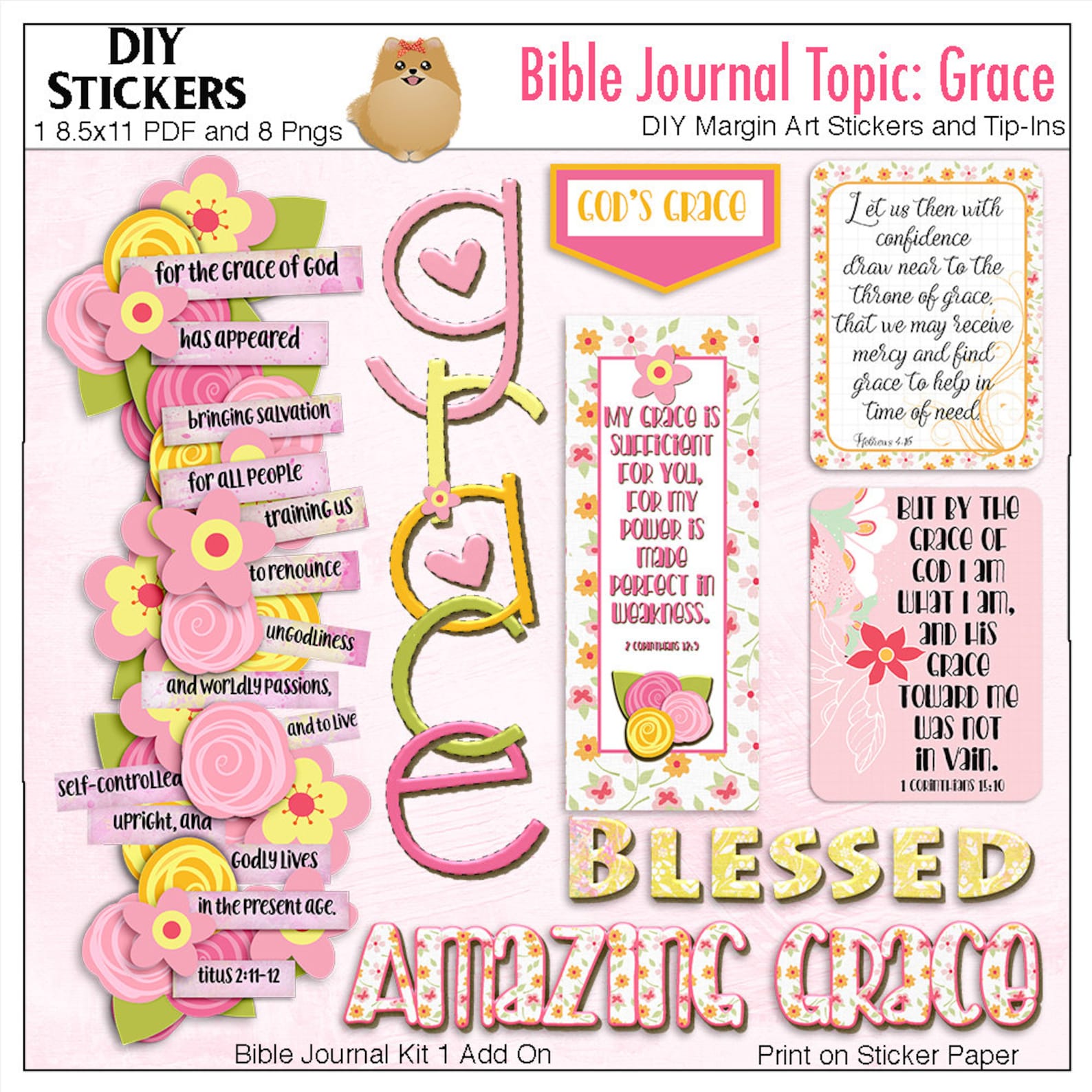 Printable and Digital Bible Journal Kit Set 1 Grace Both Etsy
