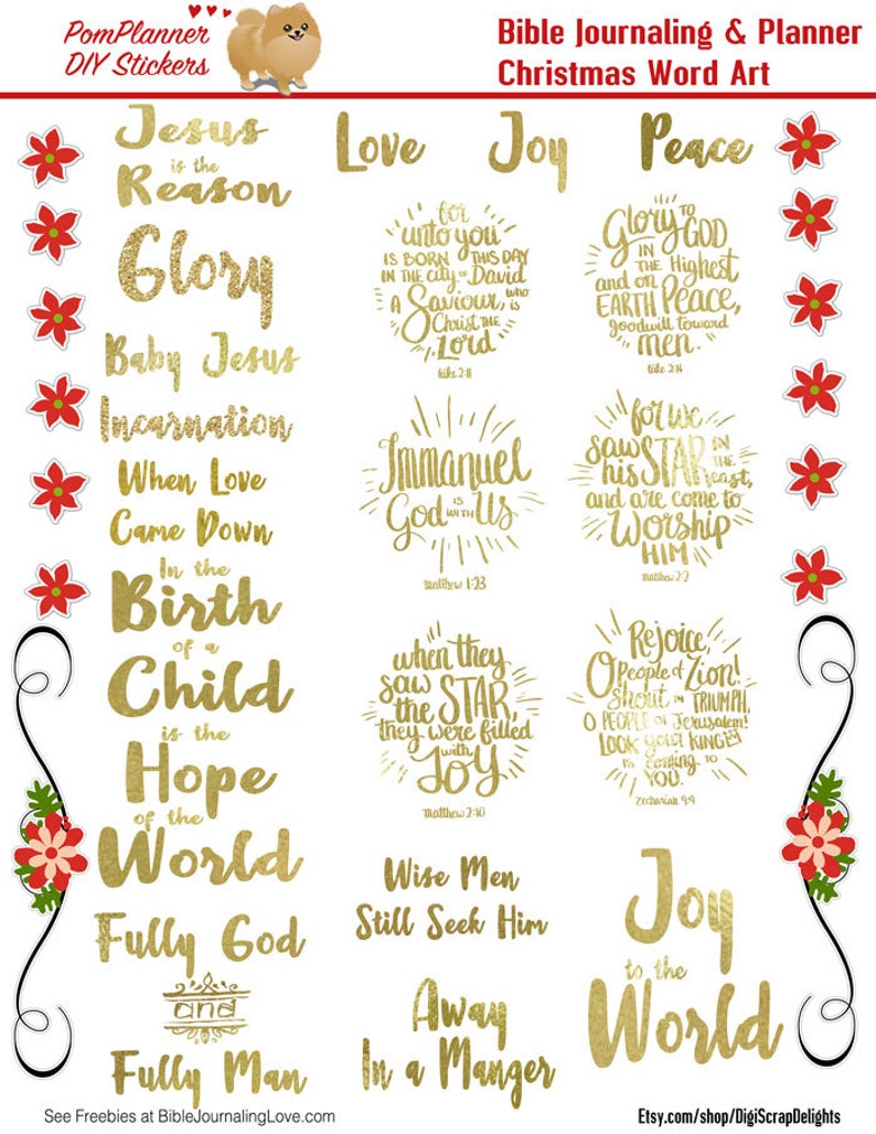 christmas bible journal kit printable christian stickers for etsy