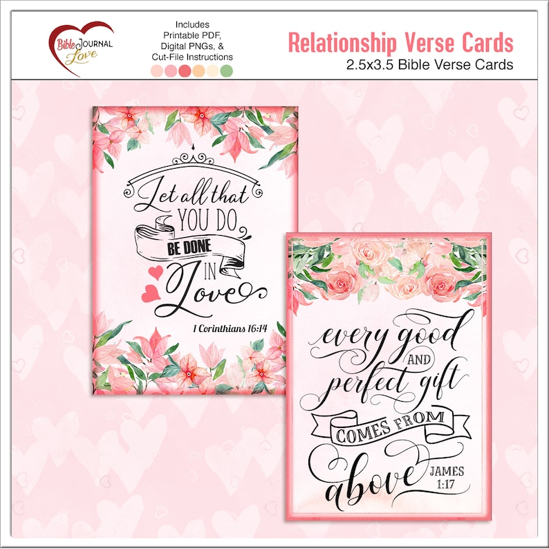 12 Bible Verse Watercolor Floral Cards for Bible Journaling, Tip-Ins, Junk Journals, Gifts, Includes: PDFs and Digital PNGs and Cut Files image 3