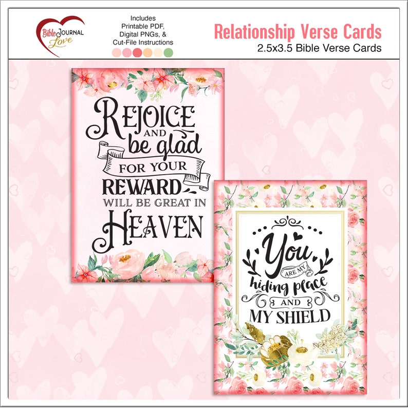 12 Bible Verse Watercolor Floral Cards for Bible Journaling, Tip-Ins, Junk Journals, Gifts, Includes: PDFs and Digital PNGs and Cut Files image 8