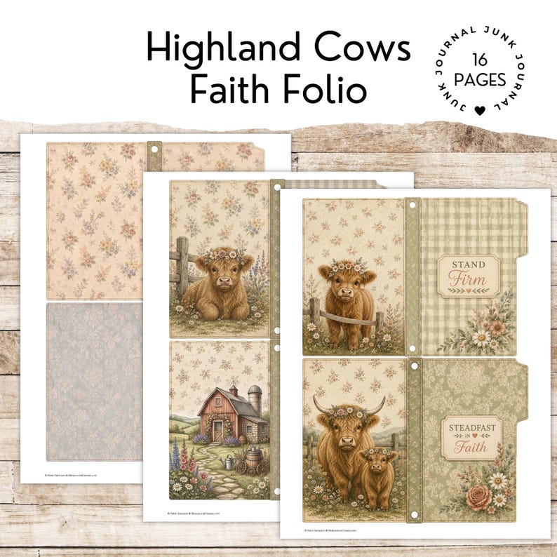 Highland Cow Faith Folio printable sheets