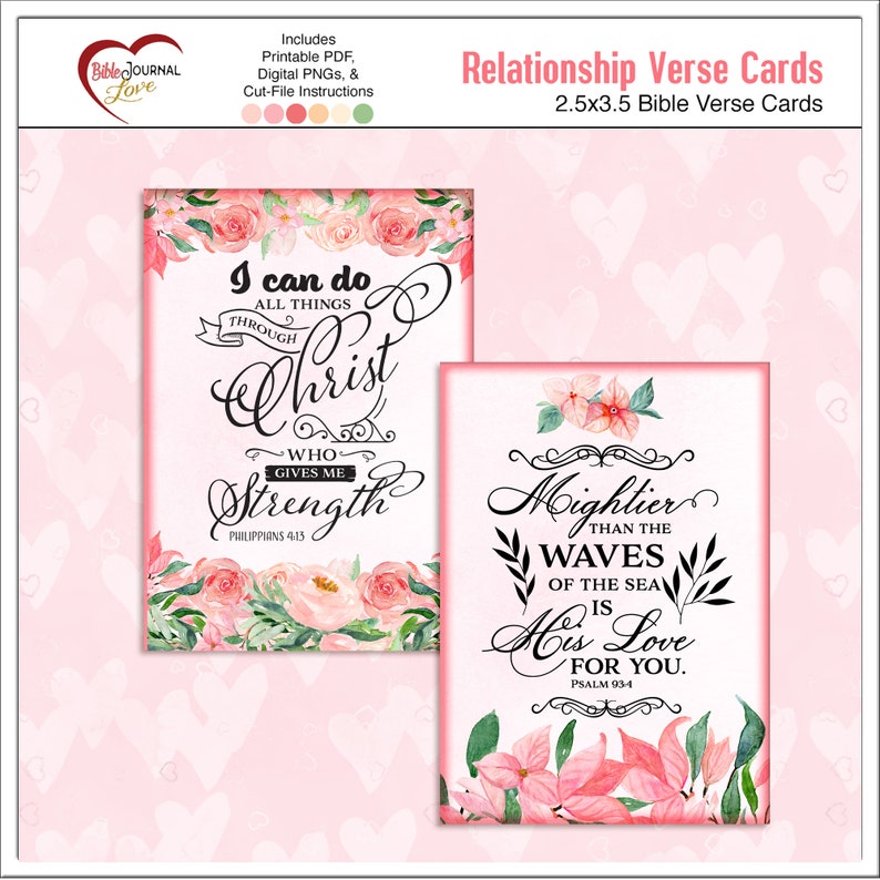 12 Bible Verse Watercolor Floral Cards for Bible Journaling, Tip-Ins, Junk Journals, Gifts, Includes: PDFs and Digital PNGs and Cut Files image 7