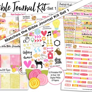 Printable and Digital Bible Journal Kit Set 1 Grace Both Printable & Digital Kits. Print Sticker Paper or PNG Drag n Drop PSE image 3