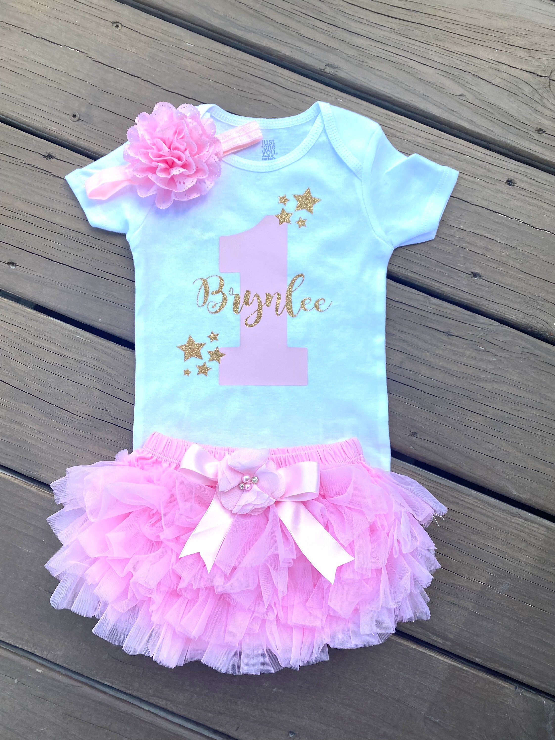 First Birthday Outfit Girl Pink and Gold Twinkle Twinkle Etsy