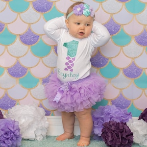 Mermaid First Birthday Outfit, First Birthday Outfit Girl, First Mermaid Birthday ONESIE®, Mint and Purple Birthday, One Birthday, birthday