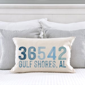 Zip Code Pillow Cover, Housewarming Gift, Coastal pillow, Beach House Pillow, Farmhouse Pillow, Personalized Gift, Beach house decor,