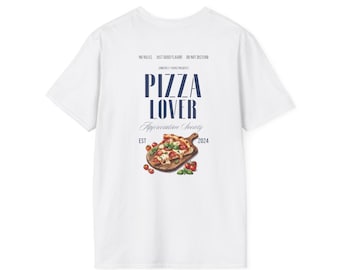 Camiseta para Amantes de Pizza | Ilustração Rústica de Pizza Margherita, Estilo Pizzaria