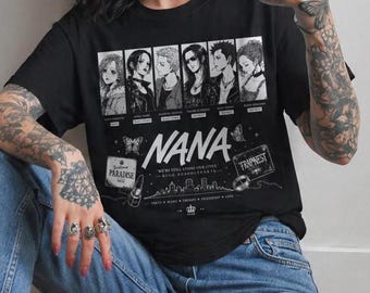 Camiseta informal negra de anime Nana / Camiseta de manga punk rock / Merchandising unisex Gildan 64000 / Camiseta japonesa Yazawa