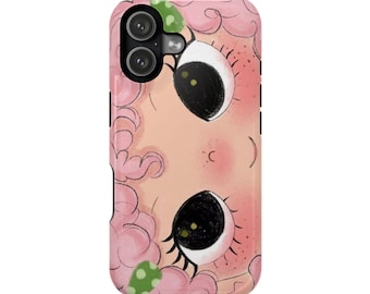 Capa para celular com menina de olhos grandes kawaii | Capa magnética resistente a impactos