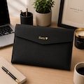 Personalised A4 Document Folder | Custom Faux Leather Portfolio | Foil Initials, Name or Date | Office Gift